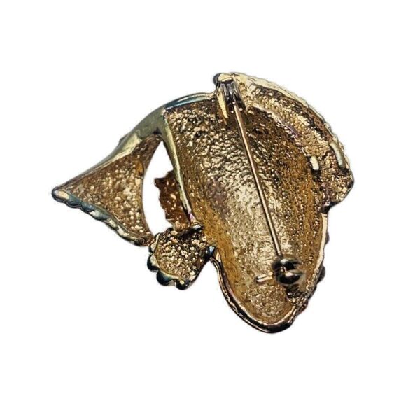 Crystal Japanese Koi Fish Brooch Pin 1.5” Gold Tone Whimsical Fish Vintage - Picture 8 of 16